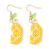 304 Stainless Steel Glass Seed Beads Lemon Dangle Earrings EJEW-MZ00556-3
