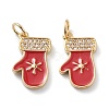 Christmas Style Brass Micro Pave Clear Grade AAA Cubic Zirconia Pendants ZIRC-Z008-01G-1