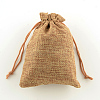 Polyester Imitation Burlap Packing Pouches Drawstring Bags X-ABAG-R004-14x10cm-03-5