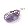 Natural Amethyst Pendants PALLOY-JF01750-03-3