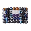 Round Gemstone Beaded Stretch Bracelets BJEW-JB11005-1