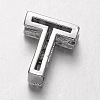 Platinum Plated Brass Micro Pave Cubic Zirconia Letter Slide Charms ZIRC-E015-04T-2