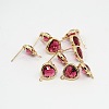 Real 18K Gold Plated Tone Brass Glass Stud Earring Findings X-GLAA-J023-07G-1