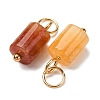 Natural Red Aventurine Column Charms with 304 Stainless Steel Jump Rings G-Q032-01E-2