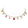 Alloy Heart & Millefiori Glass Flower Bib Necklace with Ion Plating(IP) Handmade 304 Stainless Steel Chains NJEW-JN04403-2