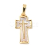 Brass Pave Natural White Shell Pendants KK-S522-01B-G-1
