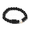 12 Constellations Protetion Aquamarine & Black Obsidian Round Beads Stretch Bracelets for Men Women WG083ED-11-1