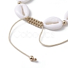 Adjustable Acrylic Shell Shape Braided Bead Bracelet for Women BJEW-JB10099-4
