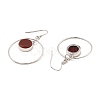 Natural Carnelian Flat Round Dangle Earrings EJEW-Z024-11B-P-2
