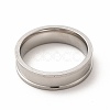 Non-Tarnish 201 Stainless Steel Grooved Finger Ring Settings STAS-P323-12P-2