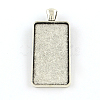 Tibetan Style Rectangle Alloy Pendant Cabochon Settings TIBEP-Q055-01AS-RS-1