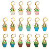 16Pcs 8 Colors Potted Plants Alloy Enamel Locking Stitch Marker HJEW-TAC0093-1