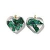 Transparent Resin Natural Malachite Jasper Dyed Chips Pendants G-E185-12G-13-2