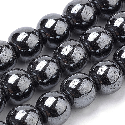 Non-magnetic Synthetic Hematite Beads Strands G-S259-44-4mm-1