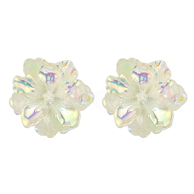 Luminous Glow in the Dark Resin Flower Stud Earrings with 304 Stainless Steel Pins EJEW-JE05359-02-1