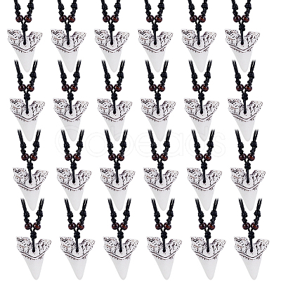 24Pcs Resin Tooth Shape Pendant Necklaces NJEW-GA0001-19-1