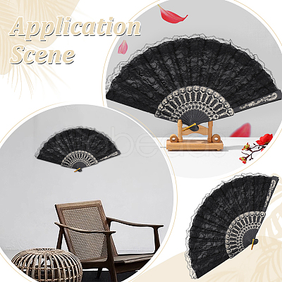 Plastic & Lace Folding Fan AJEW-WH0709-241B-1