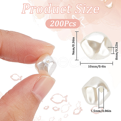 200Pcs ABS Plastic Imitation Pearl Bead KY-SC0002-03-1