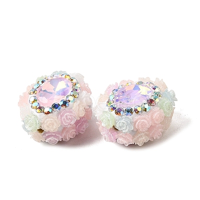 Handmade Polymer Clay Rhinestone Beads CLAY-Z005-02-1