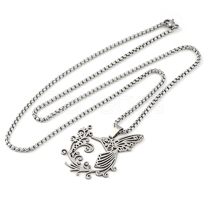201 Stainless Steel Pendant Necklaces NJEW-C066-15P-1