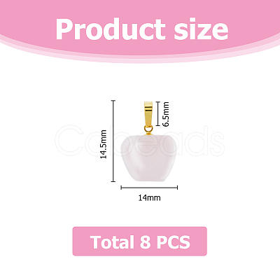 8Pcs Natural Rose Quartz Teacher Apple Charms G-FI0001-26-1