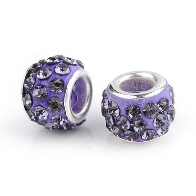 Polymer Clay Rhinestone European Beads CPDL-T001-25-1