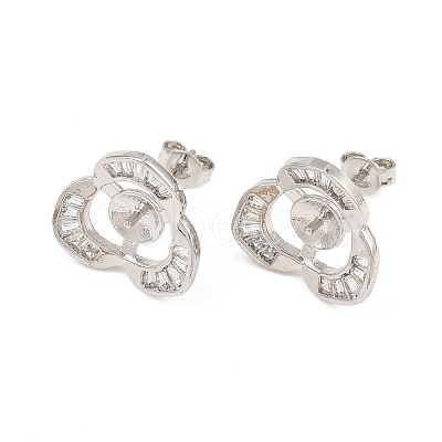 Brass Micro Pave Cubic Zirconia Stud Earring Finding CU-CBAA5EE-01P-1
