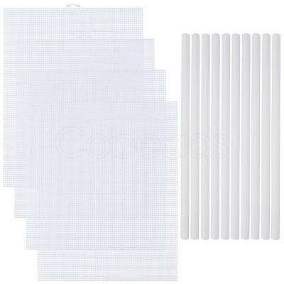 4 Sheets Rectangle Plastic Mesh Canvas Sheets DIY-CP0012-72A-1