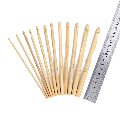 12Pcs Carbonized Bamboo Knitting Needles PW-WG37861-02-1