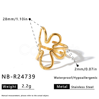 304 Stainless Steel Cuff Open Rings for Women WG51A71-02-1