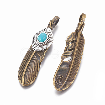 Tibetan Style Alloy Big Pendants TIBEP-G010-01AB-1