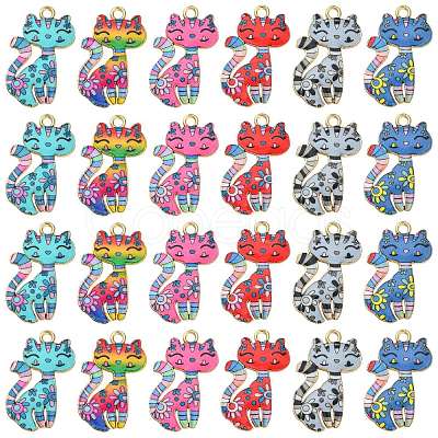 24Pcs 6 Colors Printed Alloy Pendants FIND-SZ0003-39-1