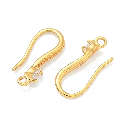 Brass Clear Cubic Zirconia Earring Hooks KK-H532-23G-1