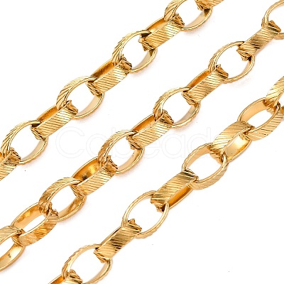 304 Stainless Steel Textured Rolo Chains STAS-P386-09G-1