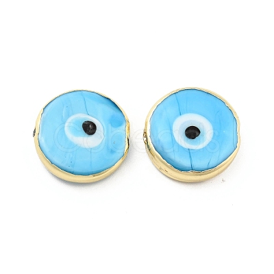 Rack Plating Handmade Evil Eye Lampwork Beads KK-F838-02F-G-1