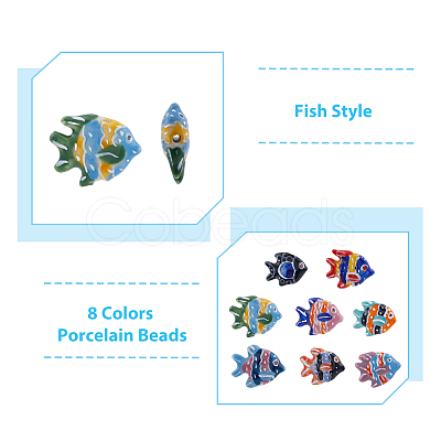 16Pcs 8 Colors Handmade Porcelain Beads PORC-DC0001-01-1