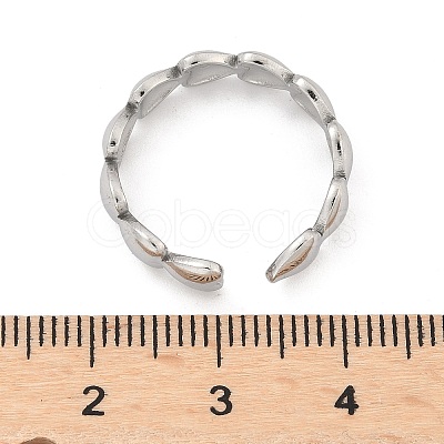 Non-Tarnish 304 Stainless Steel Heart Wrap Open Cuff Ring for Women LS-RJEW-C045-18P-1