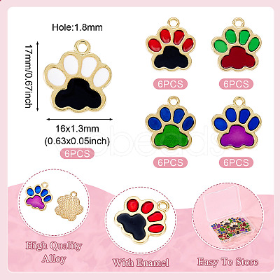 30Pcs 5 Colors Alloy Enamel Pendants FIND-TA0006-07-1