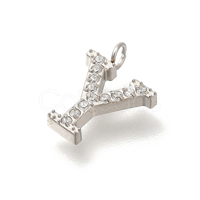 304 Stainless Steel Micro Pave Cubic Zirconia Pendants STAS-H228-06P-Y-1