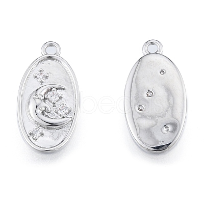 Brass Micro Pave Clear Cubic Zirconia Pendants KK-N216-573P-1