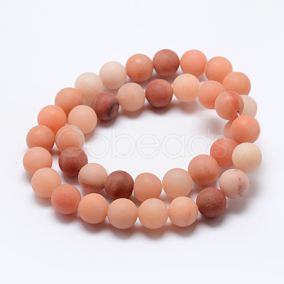 Natural Pink Aventurine Beads Strands X-G-G716-01-6mm-1