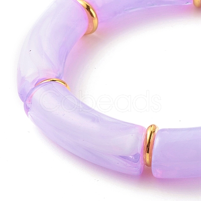 Acrylic Tube Beaded Stretch Bracelets BJEW-JB07774-03-1