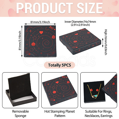5Pcs Hot Stamping Planet Cardboard Jewelry Packaging Boxes CON-TA0001-44D-1