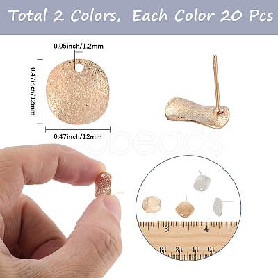 40Pcs 2 Colors Brass Stud Earrings Findings KK-SC0006-86-1