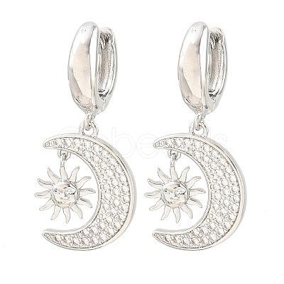 Brass Micro Pave Cubic Zirconia Hoop Dangle Earrings KK-CBA8324-05B-P-1