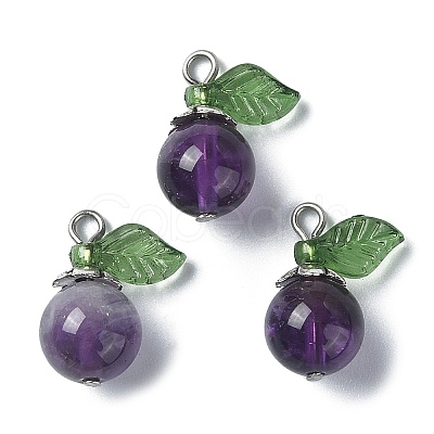 Natural Amethyst Fruit Pendants PALLOY-TA00077-04-1
