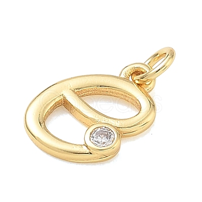 Brass Micro Pave Clear Cubic Zirconia Charms KK-D289-66G-E-1