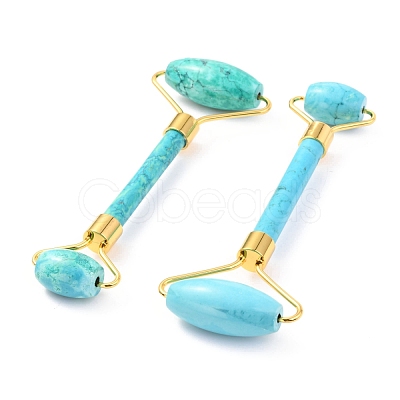 Natural Turquoise Brass Face Massager MRMJ-G009-41G-1