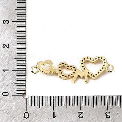 Heart Brass Micro Pave Clear Cubic Zirconia Connector Charmss KK-CJC0013-14B-G-RS-1
