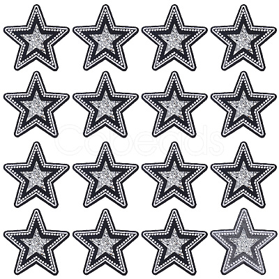 14Pcs Star Resin Rhinestone Cloth Iron On Sew On Patches DIY-CY0003-88-1